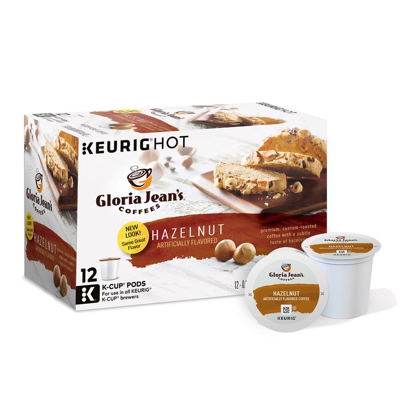 Gloria Jean's Hazelnut Keurig Single-Serve K-Cup Pods, Medium Roast Coffee,