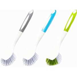 Dish Brush Scrub Brush with Handle - 3 Pack Stiff Bristles Dish Scrubber for Cleaning Dishes, Pots, Pans, Sink, Cast Iron - Hard Bristles,No Residue