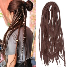 Shinon Dreadlocks Extension 22 Inch Double Ended Dreadlocks Extensions Dreads for Braiding 15 Strands Brown-53 Handmade Wool Hip-Hop Reggae Braid In Dreads Dreadlock Extensions for Women