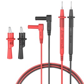 Multimeter Test Leads Set with Alligator Clamps, CAT III 1000 V, 4 mm Test Probes, Threaded Alligator Clamps, Insulated Test Cables for Electronics Craftsmen and Professionals