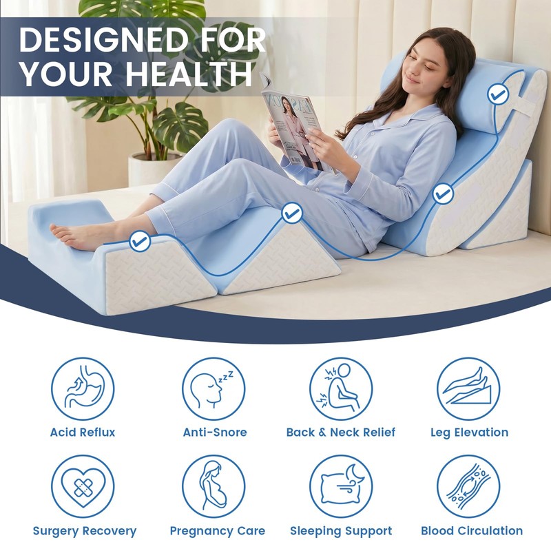 WSOFRALC 5PCS Orthopedic Wedge Pillow Set for After Surgery