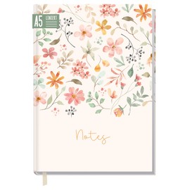 Häfft ==Notizbuch A5 liniert Wild Blossoms von Trendstuff by 124 Seiten, 62 Blatt - ideal als Tagebuch, Bullet Journal, Ideenbuch, Schreibheft - nachhaltig & klimafreundlich
