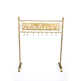 TisYourSeason Believe Christmas Stocking Holder Stand in Gold Color