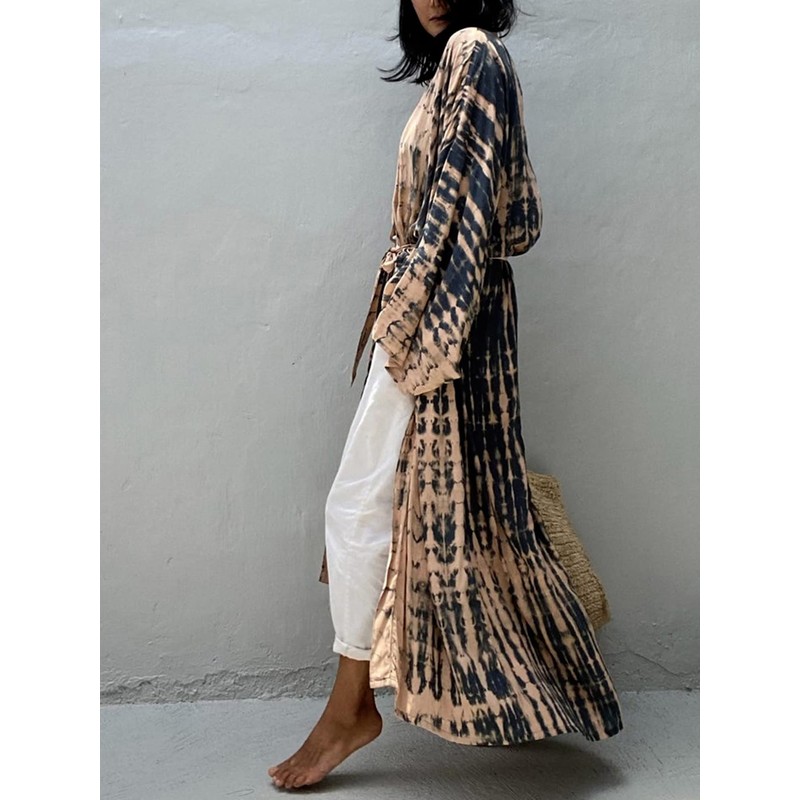 Chunoy Women Loose Tie Dye Kimono Cardaigan Lightweight Open Front