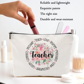 Teacher Gifts Makeup Bag Teacher Must Haves Cosmetic Bag Accessories Gifts for Women Teachers Supplies, Appreciation Teacher's Day Birthday Gift, Toiletry Zipper Bags, Organizer