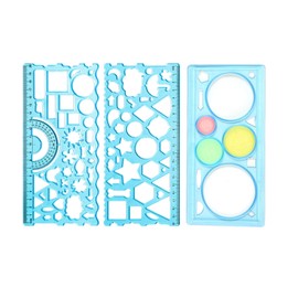 nalaina Design Ruler (Set of 3) Template Ruler, Multi-functional, Transparent, For Children, Art, School, Office, Students, Semicircle Protractor, Geometric Pattern, Hollow Notebook, For Drafting,