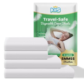 KIIS Travel-Safe Disposable Cover Sheets for Travel, Disposable Bed Sheet, Disposable Duvet/Comforter Cover, Disposable Pillowcases, Perfect for Hotels & Trips (Queen Size)