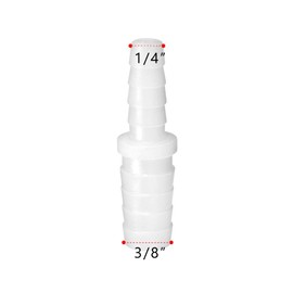 Quickun Plastic Hose Barb Reducer Fitting 3/8" to 1/4" Barbed Reducing Union Adapter Splicer Mender Joint Fitting (Pack of 1)
