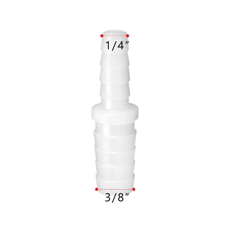 Quickun Plastic Hose Barb Reducer Fitting 3/8" to 1/4" Barbed