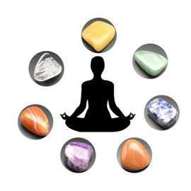 WANGCL 7 Pieces Chakra Healing Crystal Set Natural Gemstones for Anxiety Relief Meditation Healing Balancing Yoga Meditation 7 Chakra Set Positivity Gift Crystals