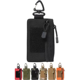 SasuGadget (with Carabiner) Men's Wallet, Outdoor, Compact Coin Purse, Key Case, Travel, Nylon, Mountain Climbing, Festival, Black