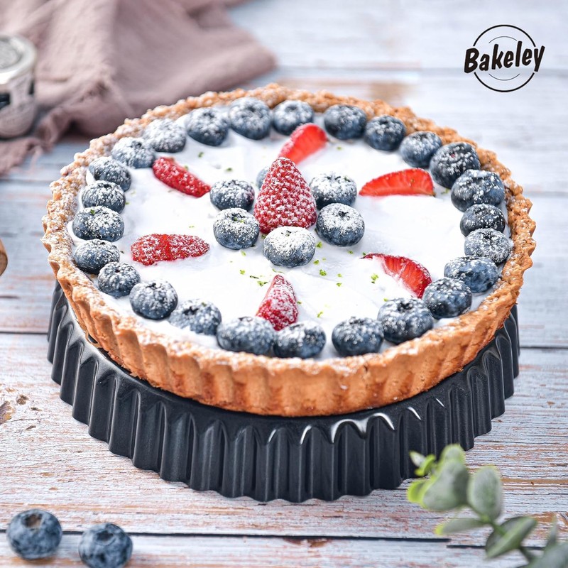 Bakeley Tart Pan Quiche Mold with Removable Bottom, 20 cm,