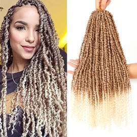 8 Packs Pretwisted Passion Twist Crochet Hair 10 Inch Pretwisted Spring Twist Crochet Hair for Black Women Prelooped Passion Twist Hair Crochet Braids Hair (22 Inch (Pack of 8)-Curly End, 27/613#)
