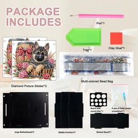 DCIDBEI Dimaond Painting Pen Holder Marker Holder Beads Pictures Pens Organiser Pen Box Pen Cup for Office School Pencil Holder Pens Storage Desk Organiser Dog Wine Barrel