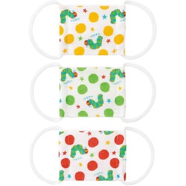 Skater Washable Gauze Mask for Toddlers & Babies, Ages 2 - 4 Years, 9 Masks (3 Masks x 3 Sets), Antibacterial, Design: Very Hungry Caterpillar, MSKG0