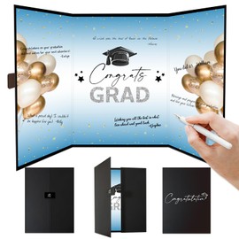 2025 Graduation Guest Book - Blue Gold Congratulations Graduates Alternative Signature Book, 12x9 Inch Signing Board for Graduation Parties, High School & College Graduation Gifts for Men Women