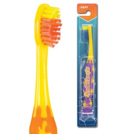 SmileGoods Y272 Child Toothbrush, Soft, Suction Cup, Individually Packaged Toothbrushes, Assorted Colors, Bulk Pack of 72