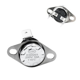 HOLEPU KSD201 110-0 Microwave Thermostat Thermal Fuse for GE, Normally Closed Temperature Control Switch for Microwave Oven, Water Heater, Etc