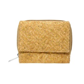 Hudson & James Ladies Designer Cork Vegan RFID Blocking Shield Compact Card Holder Wallet Purse Multi Card Women Clutch Wallet with Phone Pocket (Cork with Gold Pattern)