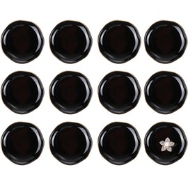 Shappy 12 Pcs Ceramic Jewelry Tray 4.5 in Ring Dish Bulk Decorative Trinket Dish for Bridal Shower Weddings Birthdays Gifts(Black,Round)