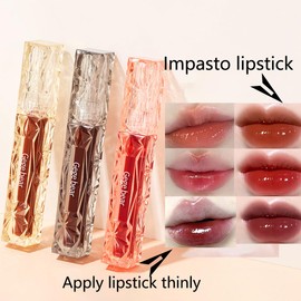 Pakivs 3PCS Hydrating Lip Gloss Set,Moisturizing Liquid Lipstick,Glossy Mirror Finish,Long-Lasting Waterproof,Clear Natural Highly-Pigmented Water Lip Glaze,Cheek RougeTint Cosmetics Makeup