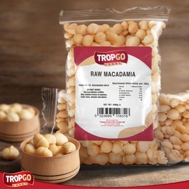 Tropgo Macadamia Nuts - 400g - Whole Raw Macadamia - Packed Fresh, Premium Quality Healthy Nuts - High in Fibre & Minerals, Gluten Free - Perfect for Snacking