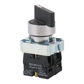 Baomain Seleccionar interruptor ZB2-BE101C 22mm de bloqueo 2 NO Tres Posiciones Selector Rotatorio 3 Posiciones