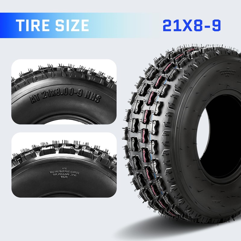 TRIBLE SIX 21x8-9 ATV/UTV Tires Set of 2, 21x8x9 All-Terrain