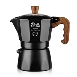 Stovetop Espresso Maker Moka Pot,Aluminum Espresso Coffee Pot Coffee Maker for Camping Travel (Black, 2 Cups)