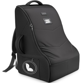 YOREPEK Car Seat Travel Bag for Airplane, Heavy Duty Car Seat Bags for Air Travel, Large Car Seat Carrier for Airport with Padded Shoulder Strap, Sturdy Travel Carseat Cover for Airplane, Black