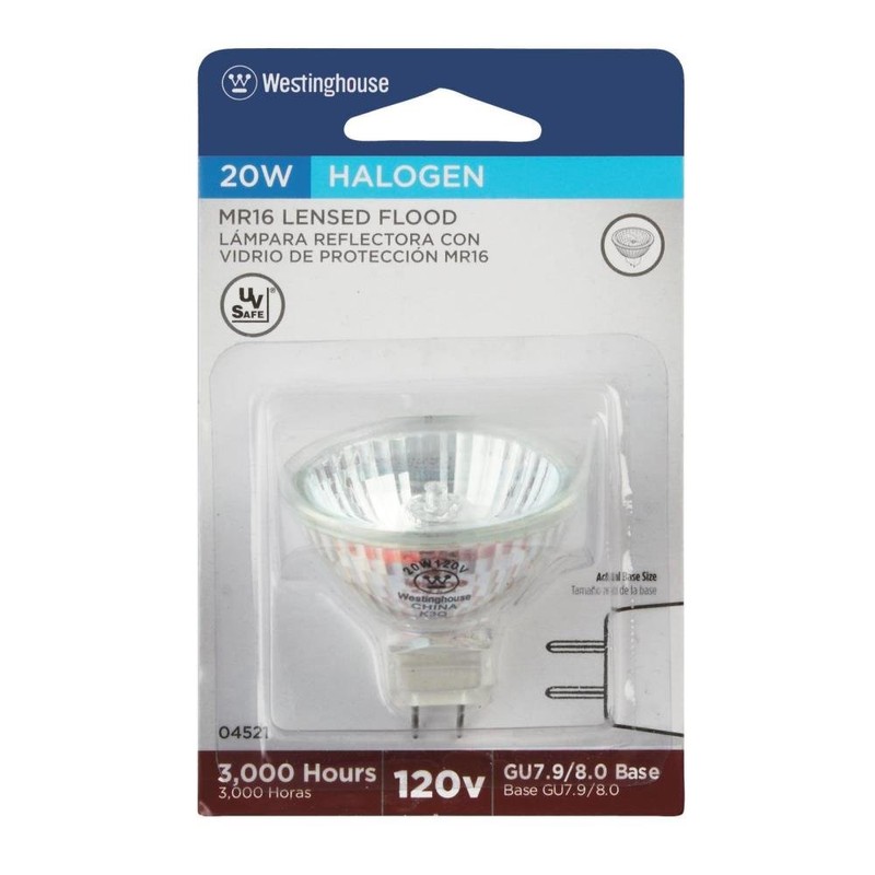 Westinghouse 0452100 20 Watt MR16 Halogen Flood Clear Lens Light