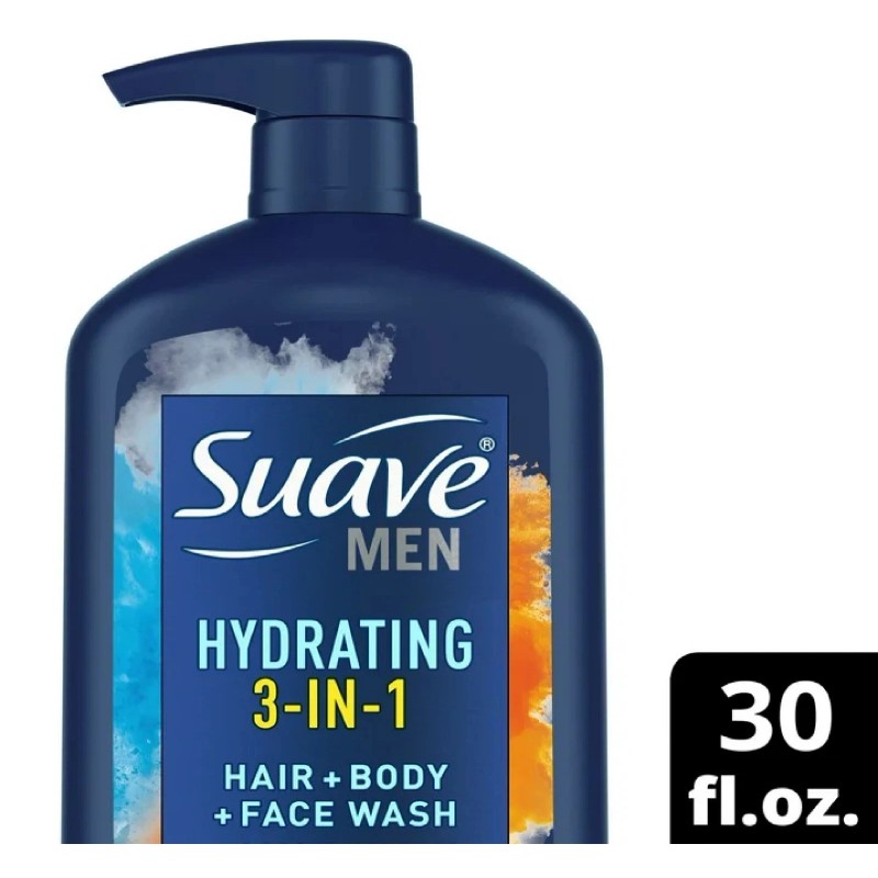 Suave Men 3 in 1 Mens Body Wash, Hair, Face