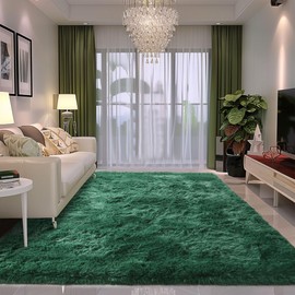 Awaytail 9x12 Rug Dark Green, Soft Shaggy Rugs for Living Room, Washable Area Rugs for Bedroom Nursey Big Carpet Clearance