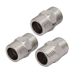 uxcell® M20 Male Thread Stainless Steel Hex Nipple Tube Pipe Connecting Fittings 3pcs