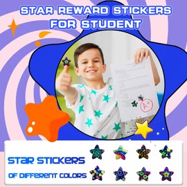 Eideos 500 PCS Holographic Starry Star Stickers for Kids Reward, 1 inch Self Adhesive Metallic Glitter Foil Stickers for Behavior Chart Labels, Student Planner and Teacher Supplies