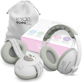 Elan Baby 2-in-1 Baby Ear Muffs Noise Protection - Baby Headphones for Noise & Plane Travel - 2 Headbands - Toddler Ear Protection for Infant & Toddler Travel Essential, Age 1-48 Months
