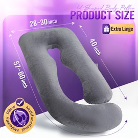 AMCATON Pregnancy Pillow for Sleeping, Extra Large U Shaped Body Pillow, Maternity Pillow for Pregnant Women with Velvet Cover