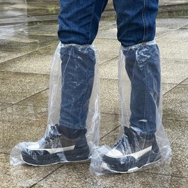 Fancystyle Disposable Plastic Boot and Shoe Covers 19 inch Tall Extra Large Resistant Water/Skid Resistant, Clear(80)