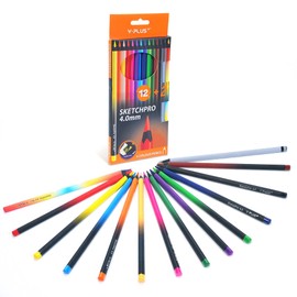 YPLUS Colouring Pencils for Adults and Children, 12+2 Colour Coloring Pencils Set, Sketchpro 4.0mm Coloured Pencils