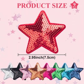 PAGOW 9 parches para planchar con estrellas de lentejuelas, parches de lentejuelas bordadas en la ropa, parches brillantes para planchar a granel, parches para coser en estrellas para sombreros,