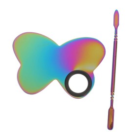Baluue 1 Set Makeup Palette Spatula Cosmetic Contour Palette Blending Highlight Primer Clear Nail Art Mixing Tray Mascara Tint Holder Make up Spatula Gel Systems Stainless Steel Colorful