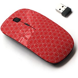 CJCBROES 2.4G Wireless Mouse with Cute Pattern Design for All Laptops and Desktops with Nano Receiver - red Color Modern Floral