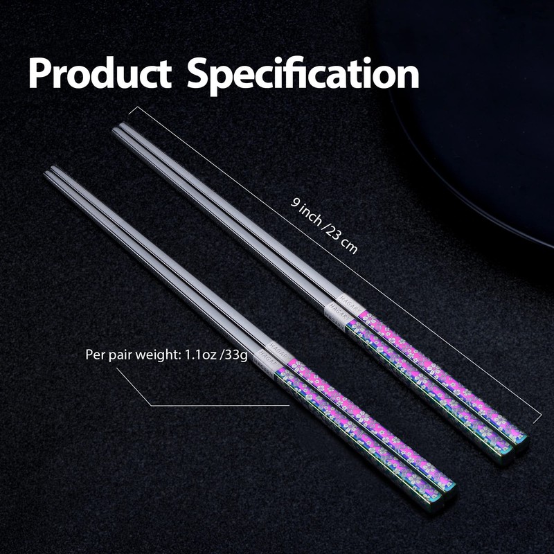 Hagary Cherry Blossom Rainbow Chopsticks Metal Chopsticks Reusable Designed In