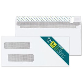 #10 Double Window Security Envelopes Self Seal - 80/Pack - for Quickbooks Invoices and Business Statements - Security Tinted Envelopes - 24 lb / 90 gsm Paper - 4 1/8" x 9 1/2" Size - White Color