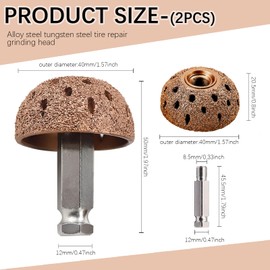 Tire Buffing Wheel, 1.5" Tire Repair Grinding Head for Low Speed Tire Buffer Car Tire Grinding Polishing Accessories Kit, 2PCS