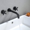 Modern Wall Mount Bathroom Sink Faucet Matte Black 2 Handle