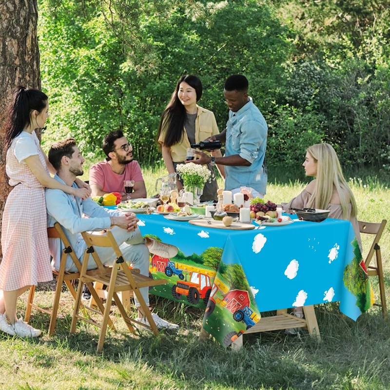 4 Pack Tractor Tablecloth, Tractor Party Tablecloths, Farm Tablecloth, Barnyard