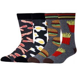 AFADER Men's Funny Bacon Crew Socks for Women Novelty Funny Patterns Casual Dress Socks Size 9-13