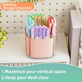 Zdesign Rotating Desk Accessories, Pen Holder for Desk with 9 Slots, Office Decor Desk Organizer, Pencil Holder, Office Accessories, College Dorm Essentials for Girls Guys-Pink