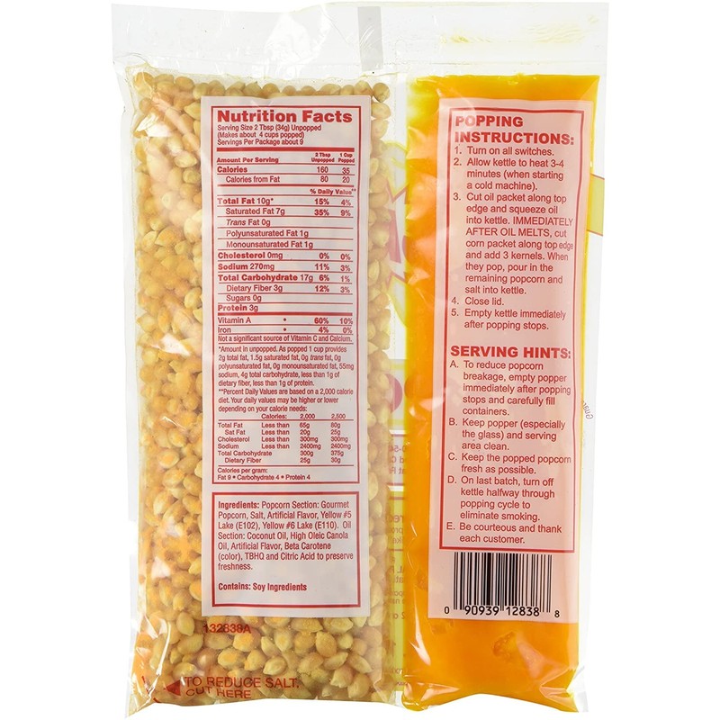 Perfectware 8oz Popcorn Portion Packs Popcorn Bags, PW-Popcorn8oz-W-Bags-131, 8oz-Pack of